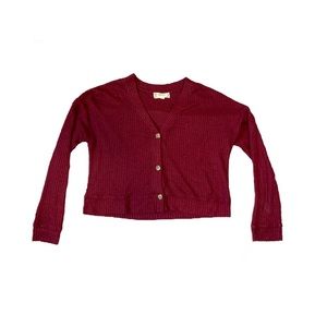 Women’s Pink Rose Button Up Cropped Sweater